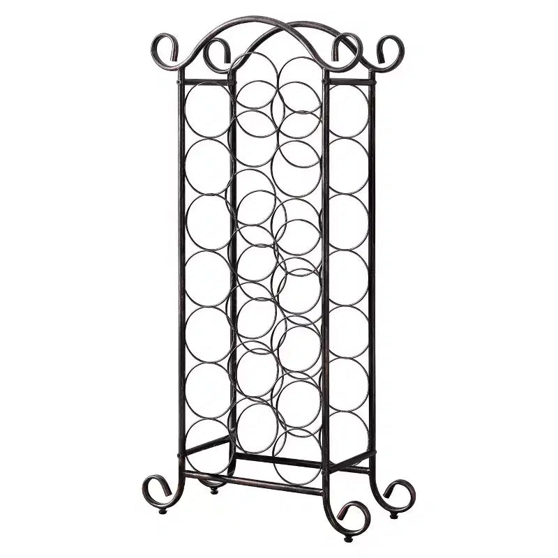 Kings Brand Furniture Linder Range Bouteilles sur Pied en Métal, Support pour 21 Bouteilles de Vin, Cuivre Brossé