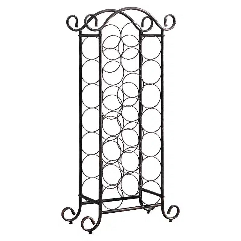 Kings Brand Furniture Linder Range Bouteilles sur Pied en Métal, Support pour 21 Bouteilles de Vin, Cuivre Brossé