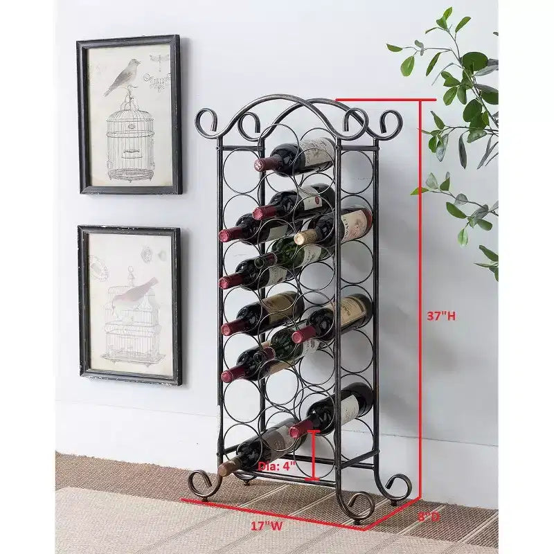 Kings Brand Furniture Linder Range Bouteilles sur Pied en Métal, Support pour 21 Bouteilles de Vin, Cuivre Brossé