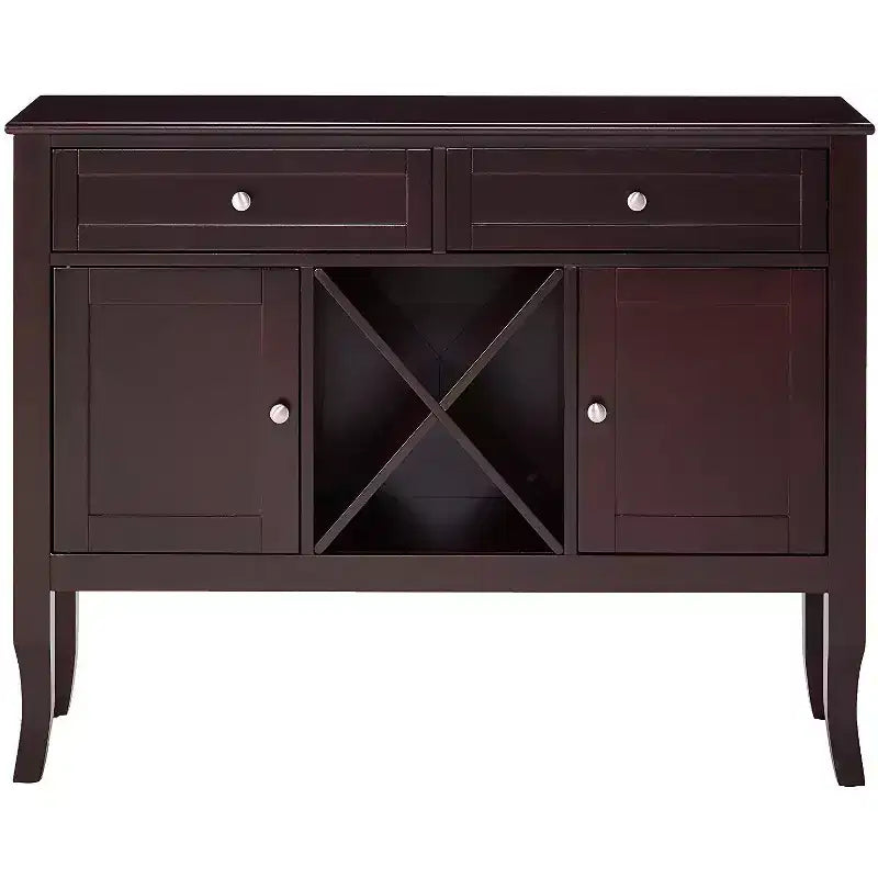 Meuble console buffet en bois de cerisier foncé Morovis Kings Brand Furniture avec rangement pour 12 bouteilles, cerise foncée