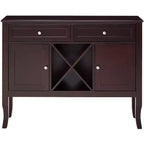 Meuble console buffet en bois de cerisier foncé Morovis Kings Brand Furniture avec rangement pour 12 bouteilles, cerise foncée