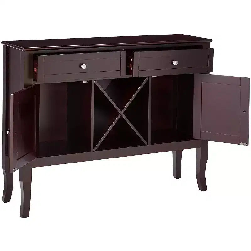 Meuble console buffet en bois de cerisier foncé Morovis Kings Brand Furniture avec rangement pour 12 bouteilles, cerise foncée