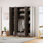 4-Door Wardrobe/Armoire with 1 Drawer and Top Cabinets - ModernLuxe