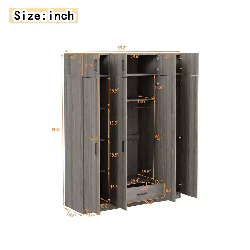 Armoire 4 portes avec 1 tiroir et compartiments supérieurs - ModernLuxe