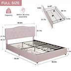 Cadre de lit VECELO Queen/Full avec tiroirs de rangement et ports de charge, cadre de lit plateforme rembourré avec tête de lit réglable, beige