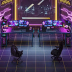 Bureau gaming Bestier de 155 cm avec éclairage LED RGB, bureau d'ordinateur avec étagères de rangement réversibles à 4 niveaux, crochets, porte-gobelet et aimants - Noir