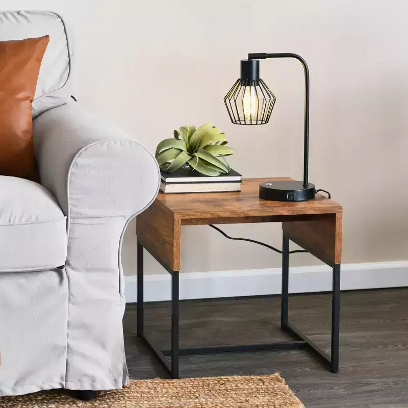 Table d'appoint carrée d'extrémité avec plateau enveloppant