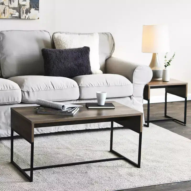 Table d'appoint carrée d'extrémité avec plateau enveloppant