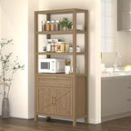 Garvee 71Tall Bookshelf Storage with Cabinet and Drawer, 5-Tier Farmhouse Book Shelf with Storage Cabinet,for Bedroom,Living Room