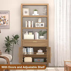 Garvee Étagère de Rangement Haute 71 cm avec Armoire et Tiroir, Bibliothèque de Ferme à 5 Niveaux avec Armoire de Rangement, pour Chambre à Coucher, Salon