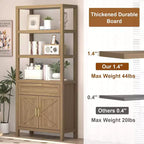 Garvee Étagère de Rangement Haute 71 cm avec Armoire et Tiroir, Bibliothèque de Ferme à 5 Niveaux avec Armoire de Rangement, pour Chambre à Coucher, Salon