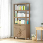 Garvee Étagère de Rangement Haute 71 cm avec Armoire et Tiroir, Bibliothèque de Ferme à 5 Niveaux avec Armoire de Rangement, pour Chambre à Coucher, Salon