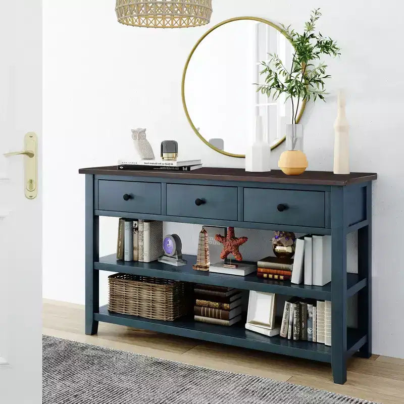 Console Whisen Modern Design avec 3 tiroirs et 2 étagères ouvertes