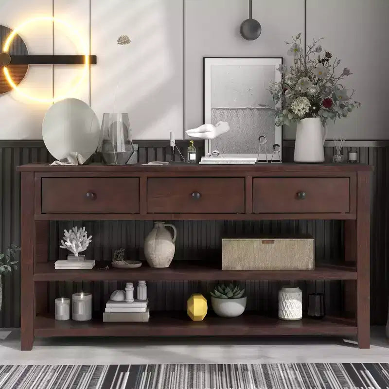 Console Whisen Modern Design avec 3 tiroirs et 2 étagères ouvertes