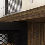 Buffet de cuisine multifonctionnel Famapy Marron effet bois avec étagère suspendue et étagère de présentation