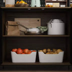 Buffet de cuisine multifonctionnel Famapy Marron effet bois avec étagère suspendue et étagère de présentation
