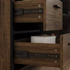 Buffet de cuisine multifonctionnel Famapy Marron effet bois avec étagère suspendue et étagère de présentation