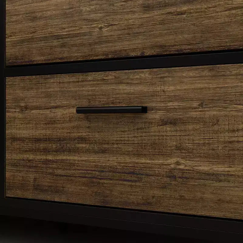Buffet de cuisine multifonctionnel Famapy Marron effet bois avec étagère suspendue et étagère de présentation