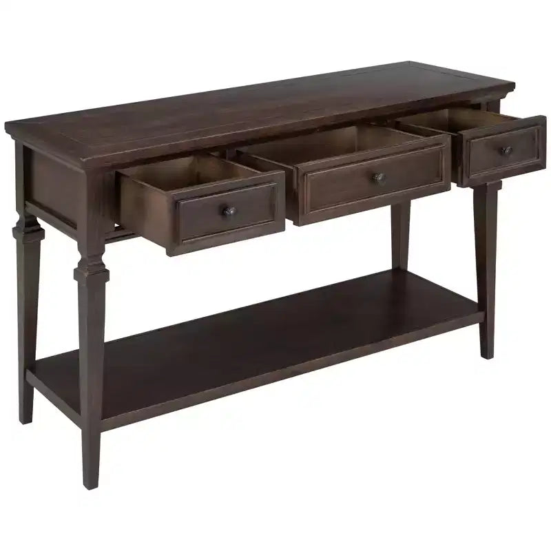 Console Whisen de style rétro classique avec 3 tiroirs supérieurs et étagère ouverte