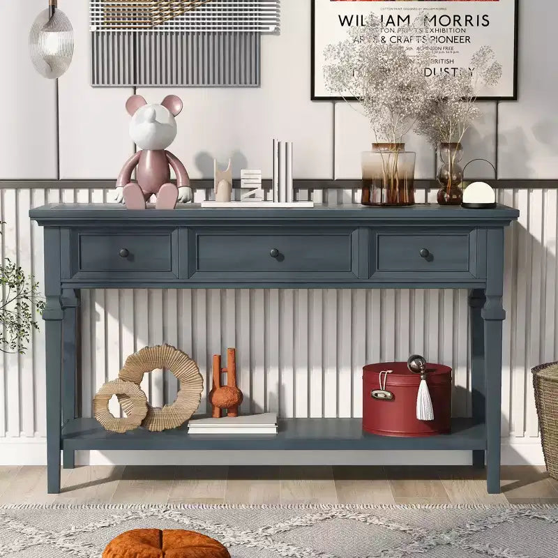 Console Whisen de style rétro classique avec 3 tiroirs supérieurs et étagère ouverte