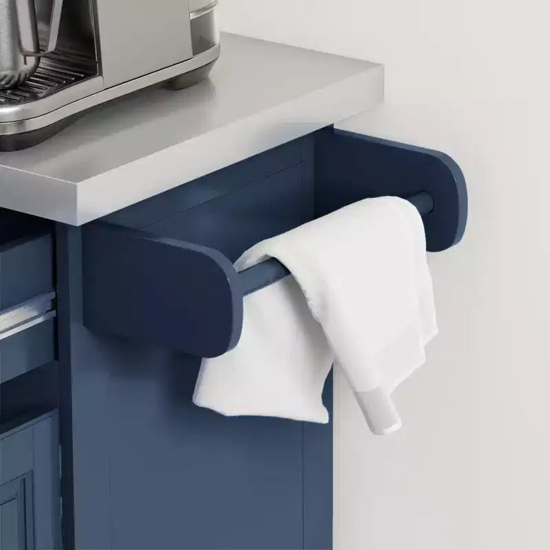 Chariot de cuisine roulant HOMCOM avec roulettes, Chariot de cuisine portable avec plateau en acier inoxydable, 2 tiroirs, porte-épices, porte-couteaux et porte-serviettes