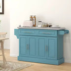 Chariot de cuisine roulant HOMCOM avec roulettes, Chariot de cuisine portable avec plateau en acier inoxydable, 2 tiroirs, porte-épices, porte-couteaux et porte-serviettes