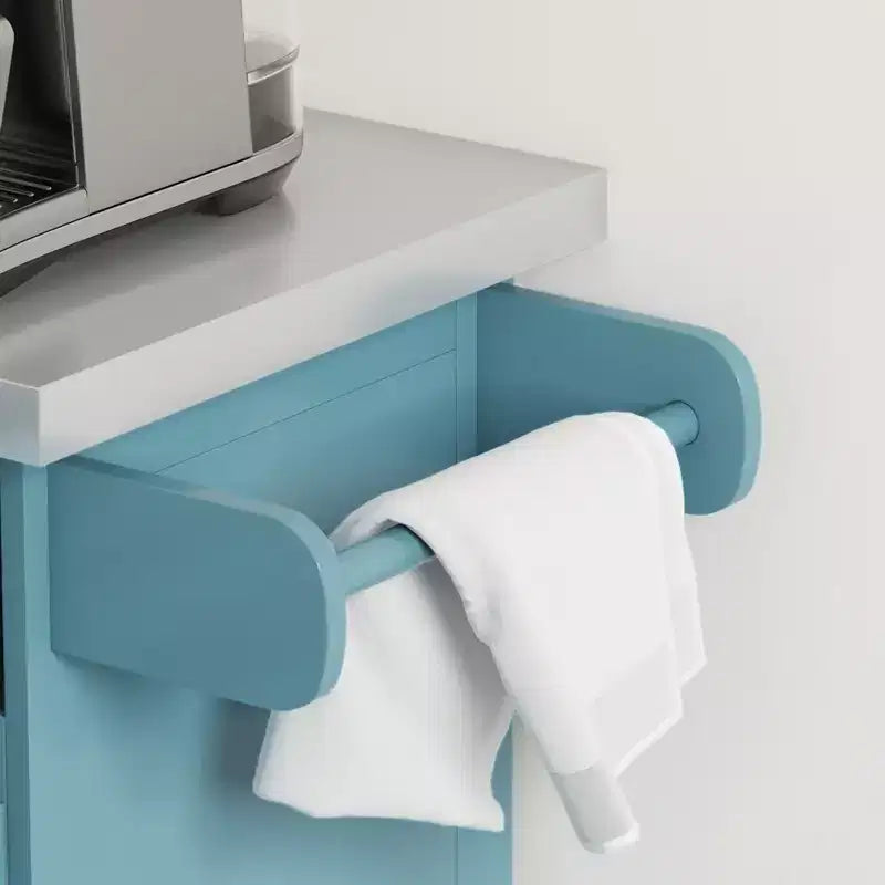 Chariot de cuisine roulant HOMCOM avec roulettes, Chariot de cuisine portable avec plateau en acier inoxydable, 2 tiroirs, porte-épices, porte-couteaux et porte-serviettes
