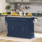 Chariot de cuisine roulant HOMCOM avec roulettes, Chariot de cuisine portable avec plateau en acier inoxydable, 2 tiroirs, porte-épices, porte-couteaux et porte-serviettes