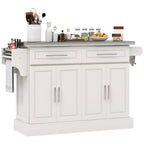 HOMCOM Rolling Kitchen Cart on Wheels, Portable Kitchen Cart with Stainless Steel Top, 2 Drawers, Spice, Knife and Towel Rack