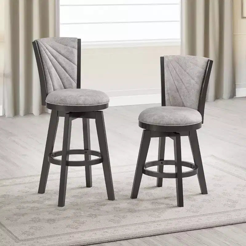 Tabourets de bar pivotants rembourrés Kings Brand Furniture Boyce 24, lot de 2, argent/gris