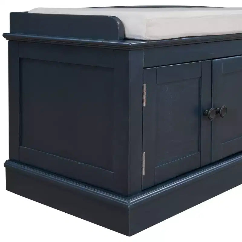 Banc de rangement Whisen de style classique avec 4 portes et des étagères réglables