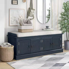 Banc de rangement Whisen de style classique avec 4 portes et des étagères réglables