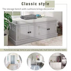 Banc de rangement Whisen de style classique avec 4 portes et des étagères réglables