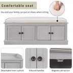 Banc de rangement Whisen de style classique avec 4 portes et des étagères réglables