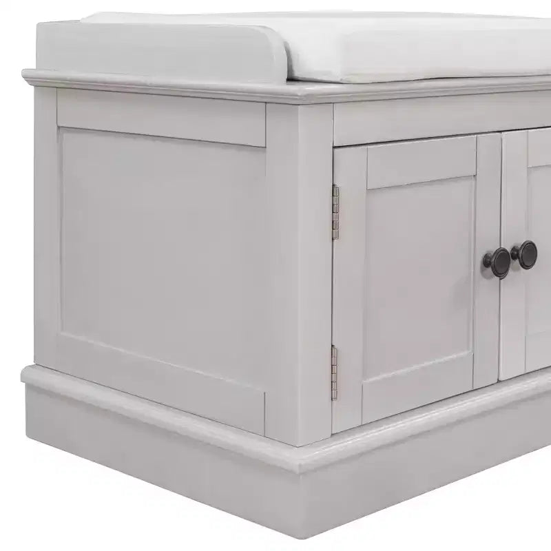 Banc de rangement Whisen de style classique avec 4 portes et des étagères réglables