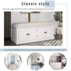 Banc de rangement Whisen de style classique avec 4 portes et des étagères réglables