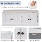 Banc de rangement Whisen de style classique avec 4 portes et des étagères réglables