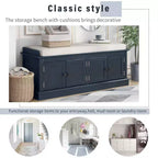 Banc de rangement Whisen de style classique avec 4 portes et des étagères réglables