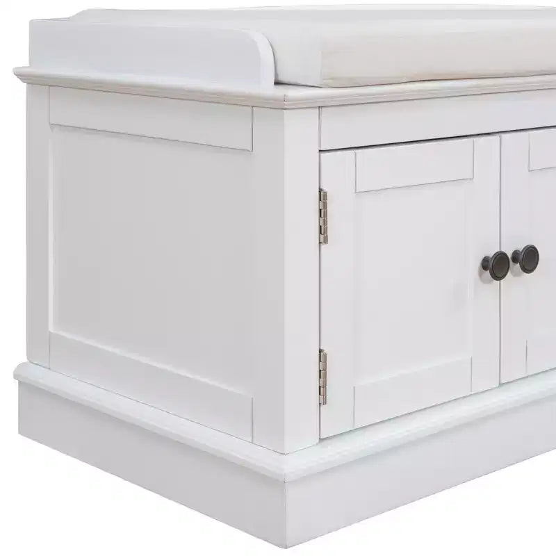 Banc de rangement Whisen de style classique avec 4 portes et des étagères réglables