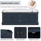 Banc de rangement Whisen de style classique avec 4 portes et des étagères réglables
