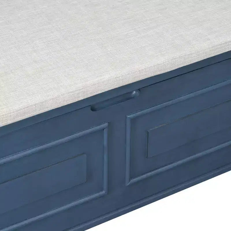 Banc de rangement multifonctionnel de style rustique Whisen pour entrée avec espace de rangement caché et charnière de sécurité