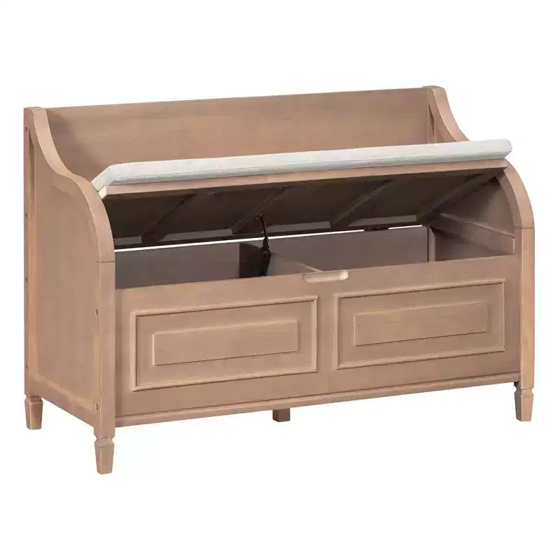Banc de rangement multifonctionnel de style rustique Whisen pour entrée avec espace de rangement caché et charnière de sécurité