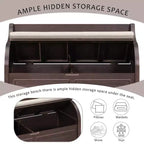 Banc de rangement multifonctionnel de style rustique Whisen pour entrée avec espace de rangement caché et charnière de sécurité