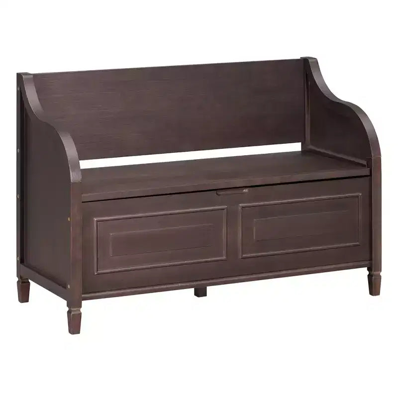 Banc de rangement multifonctionnel de style rustique Whisen pour entrée avec espace de rangement caché et charnière de sécurité