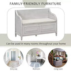 Banc de rangement multifonctionnel de style rustique Whisen pour entrée avec espace de rangement caché et charnière de sécurité