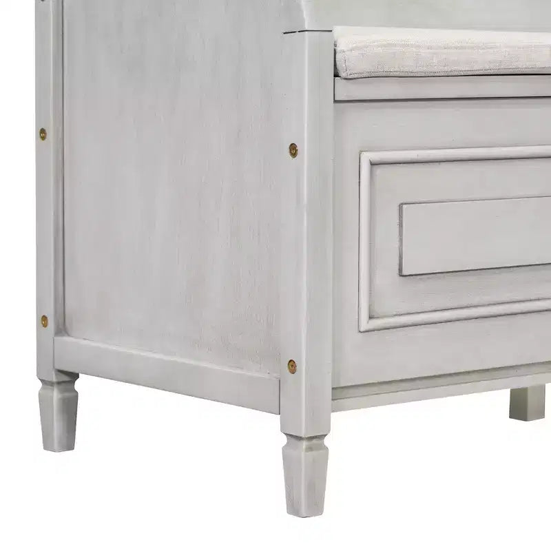 Banc de rangement multifonctionnel de style rustique Whisen pour entrée avec espace de rangement caché et charnière de sécurité