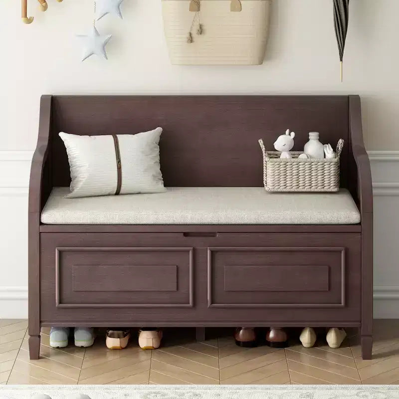 Banc de rangement multifonctionnel de style rustique Whisen pour entrée avec espace de rangement caché et charnière de sécurité