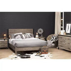 HomeStockTête de lit Munich Chêne vieilli rustique et noir mat