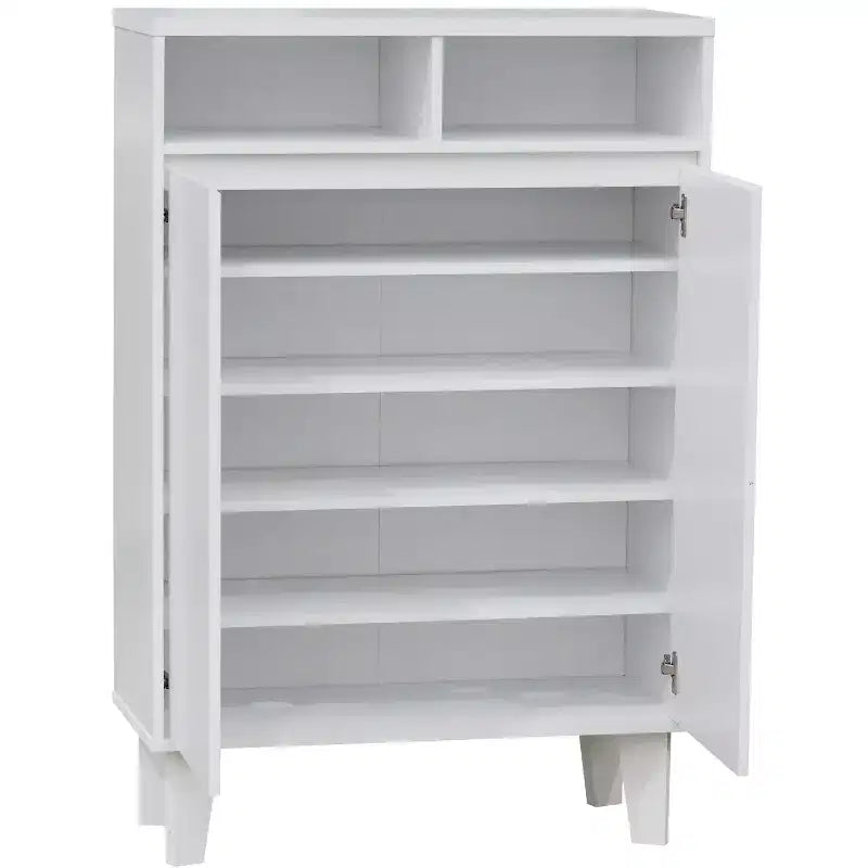 Meuble à chaussures Kings Brand Furniture Elgin, moderne, 2 portes, étagère ouverte, blanc