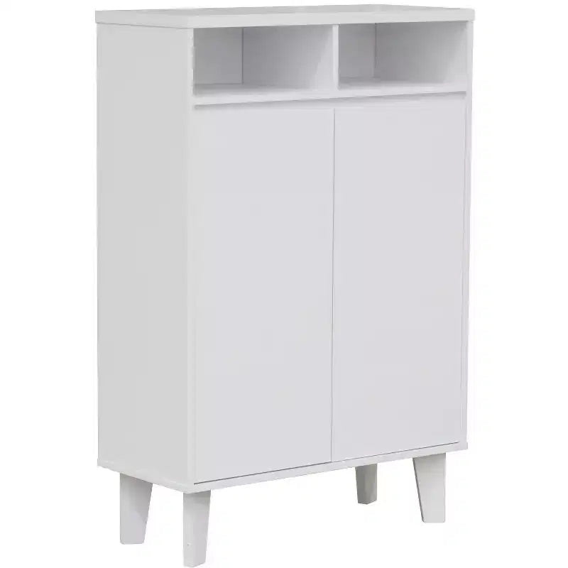 Meuble à chaussures Kings Brand Furniture Elgin, moderne, 2 portes, étagère ouverte, blanc